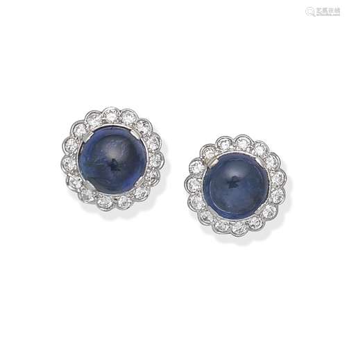 SAPPHIRE AND DIAMOND CLUSTER EARRINGS