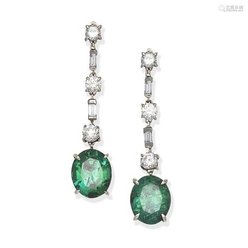 TOURMALINE AND DIAMOND PENDENT EARRINGS