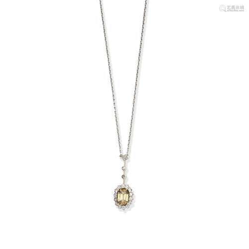 DEMANTOID GARNET AND DIAMOND-SET NECKLACE