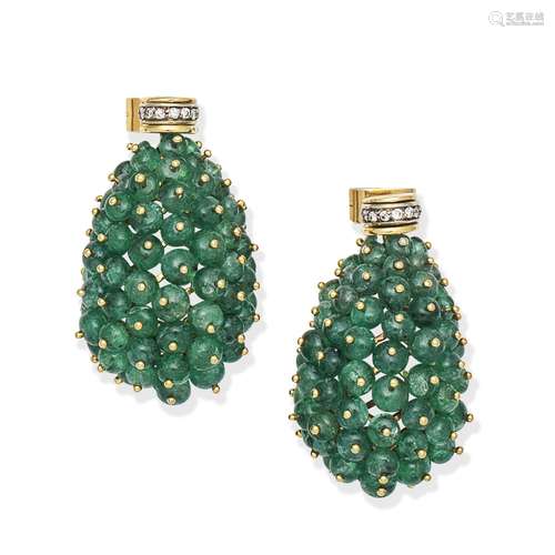 EMERALD AND DIAMOND EARRINGS