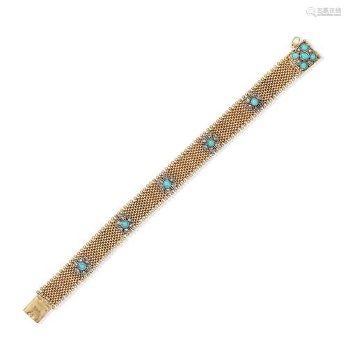 TURQUOISE AND DIAMOND-SET BRACELET