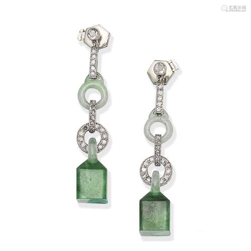 DIAMOND AND JADE EARRINGS