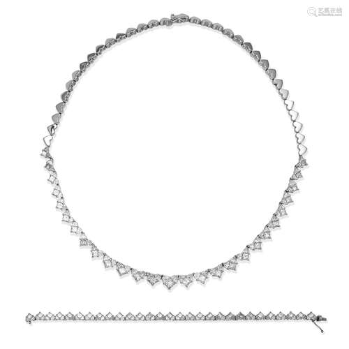 DIAMOND NECKLACE AND BRACELET SUITE (2)