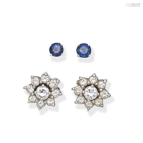 GEM-SET AND DIAMOND CLUSTER EARSTUDS