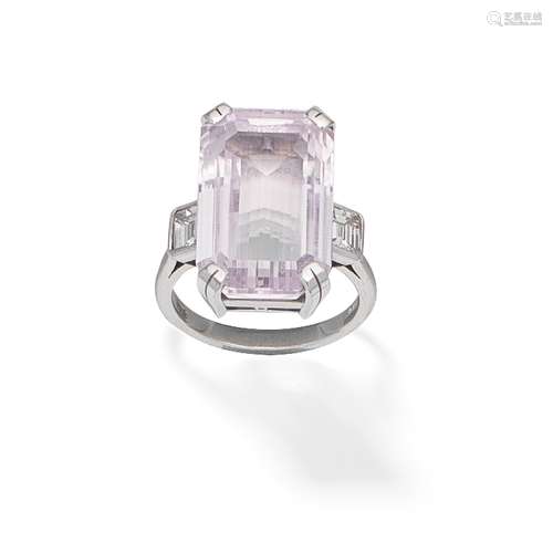 KUNZITE AND DIAMOND RING,