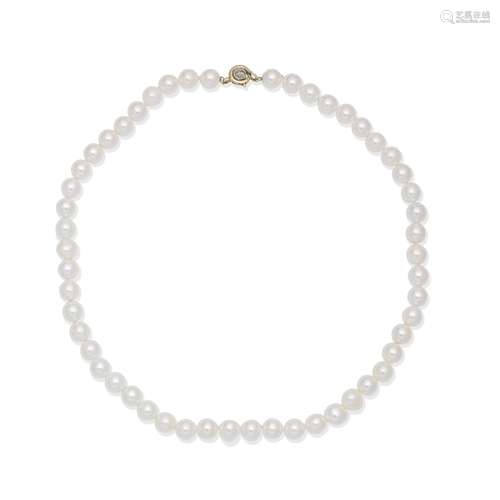 CULTURED PEARL AND DIAMOND NECKLACE