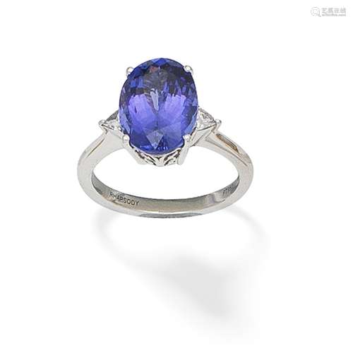 TANZANITE AND DIAMOND RING