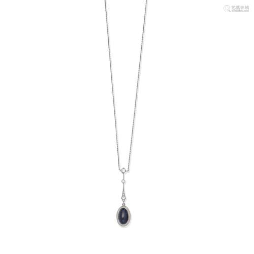 SAPPHIRE AND DIAMOND-SET NECKLACE,