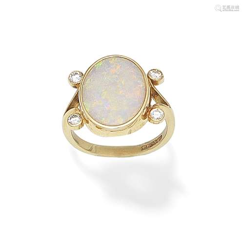 OPAL AND DIAMOND RING,