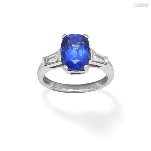 TANZANITE AND DIAMOND RING,