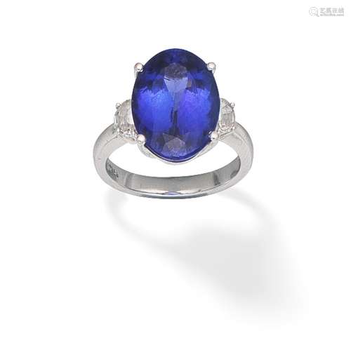 TANZANITE AND DIAMOND RING