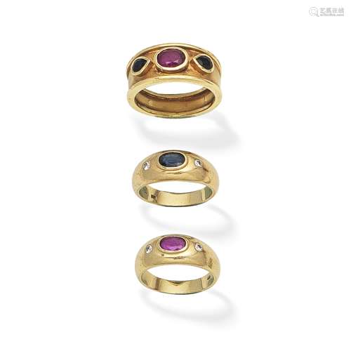 THREE GEM-SET RINGS