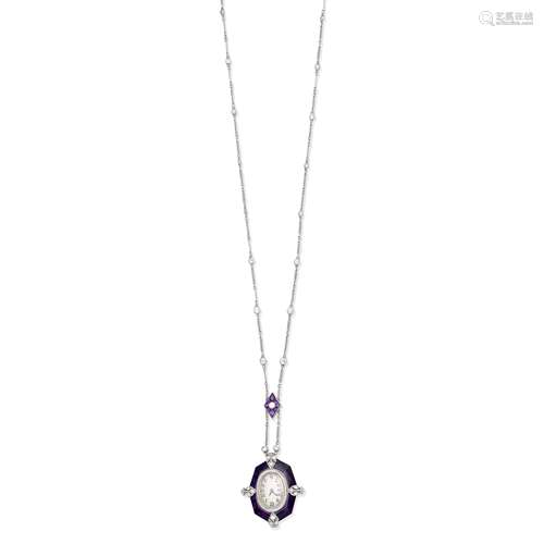 AMETHYST AND DIAMOND LONGCHAIN/WATCH