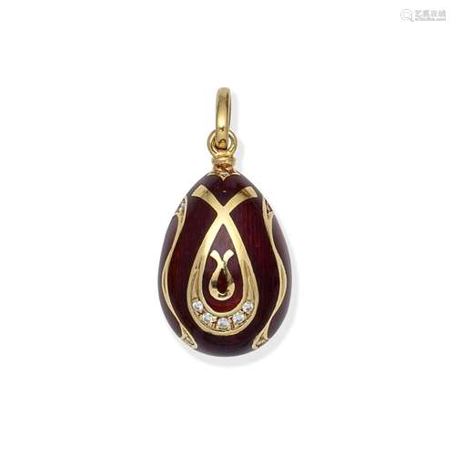 FABERGÉ: ENAMEL AND DIAMOND EGG PENDANT