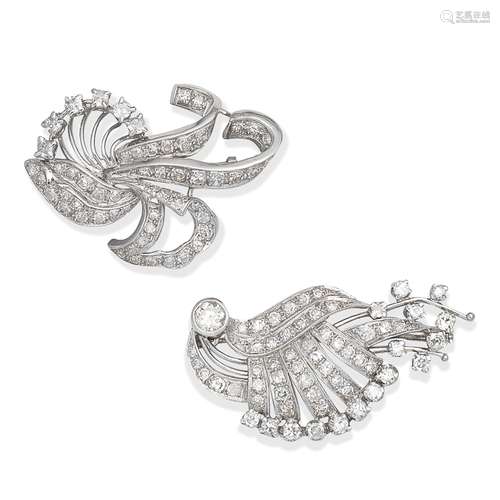 TWO DIAMOND BROOCHES (2)