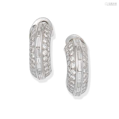 DIAMOND-SET HOOP EARCLIPS