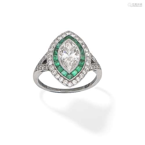 DIAMOND AND EMERALD RING