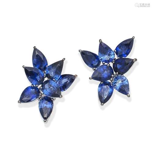 GRAFF: SAPPHIRE CLUSTER EARRINGS