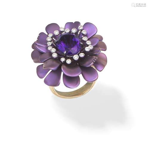 MARGHERITA BURGENER: AMETHYST AND DIAMOND FLOWER RING