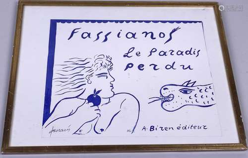 Alexandre FASSIANOS (né en 1935). Le paradis perdu. Lithogra...