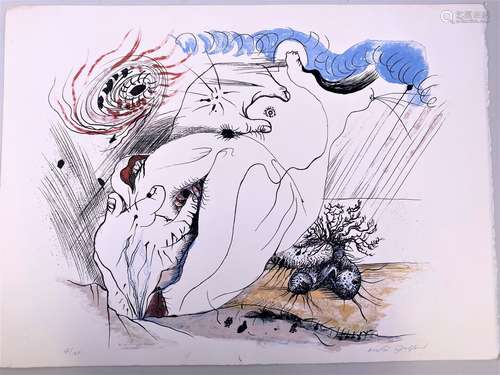 André MASSON (1896-1987). Sans titre. Lithographie en couleu...