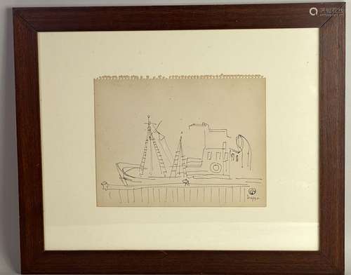 Gabriel ZENDEL (1906-1992). Les bâteaux. Dessin de Dieppe. 2...