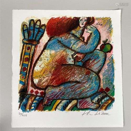 Théo TOBIASSE (1927-2012). Léa. Lithographie en couleurs, ti...