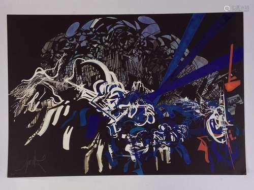 Raymond MORETTI (1931-2005). Jazz. Lithographie signée au cr...