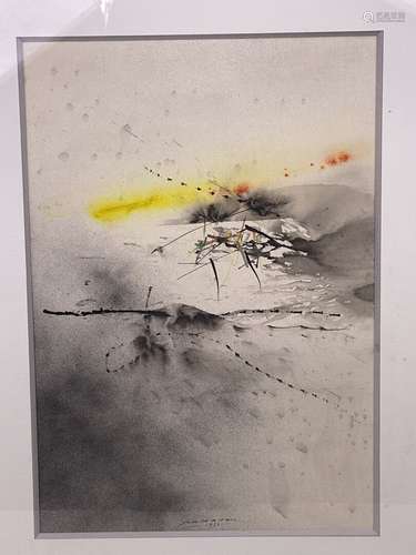 Julius BALTHAZAR (né en 1949). Composition. Encre et aquarel...