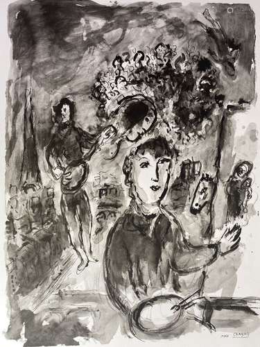 Marc CHAGALL (1887-1985). Les musiciens. Lithographie noir e...