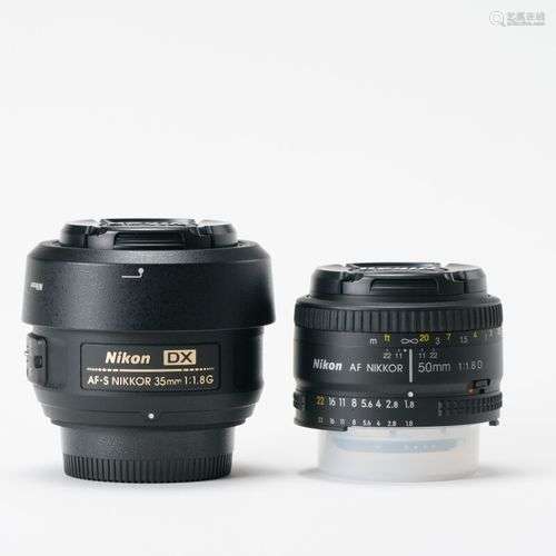 Appareil photographique. Ensemble de deux objectifs Nikon. O...