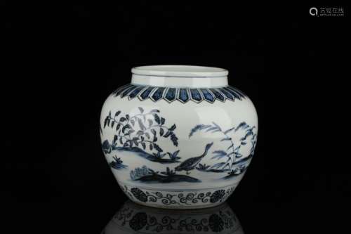 Blue and White Wild Goose Jar