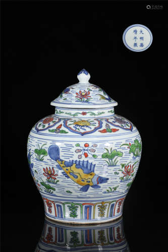 Doucai Fish Jar and Cover