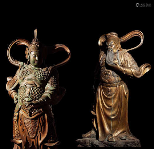 銅鎏金韋陀關公像