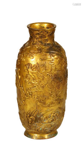 銅鎏金龍紋瓶
