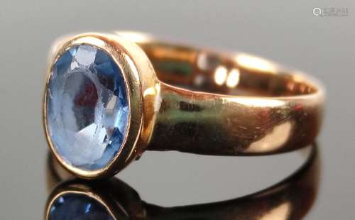 Ring, with light blue faceted gemstone, 585/14K rose gold (t...