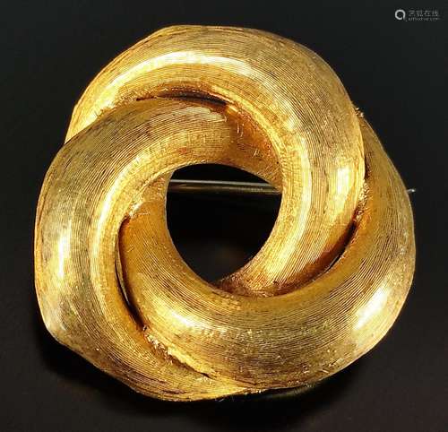 Brooch made of three composite textured half circles, 750/18...