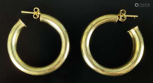 Pair of hoop earrings, shiny, 333/8K yellow gold, hollow wor...