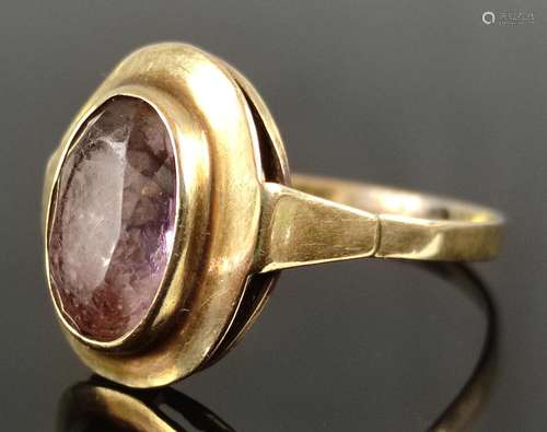 Antique amethyst ring, oval faceted amethyst, 333/8K yellow ...