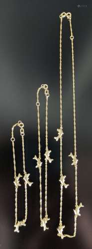 Dolphin jewelry lot, 3 pieces, consisting of necklace, lengt...