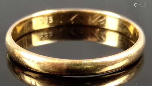 Band ring, 585/14K yellow gold, inside initials engraved, 2,...