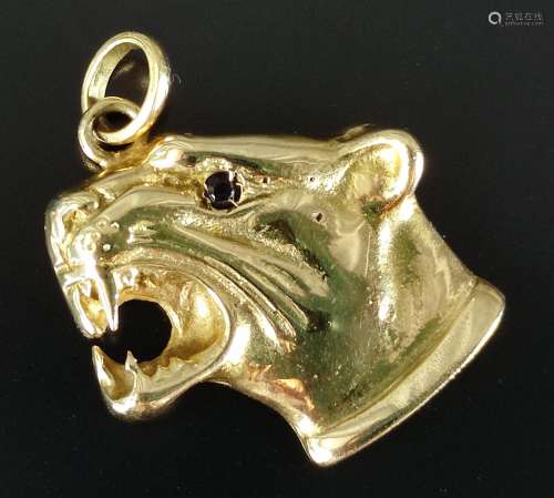 Jaguar pendant, head of a jaguar with opened mouth, eye prob...