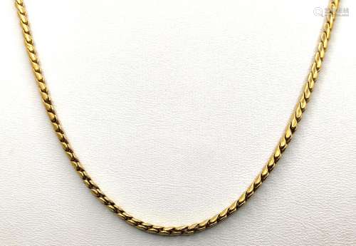Snake chain necklace, spring ring clasp, 750/18K yellow gold...