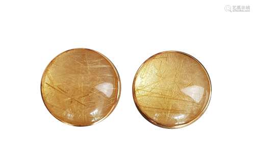 Design earclips sable, round artificial stones set in 750/18...