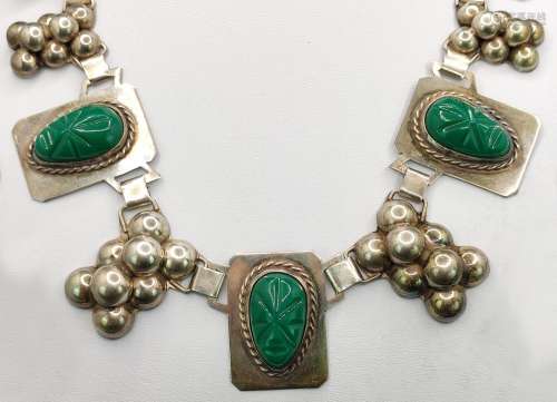 Designer necklace with aventurine, middle part with 5 hand e...