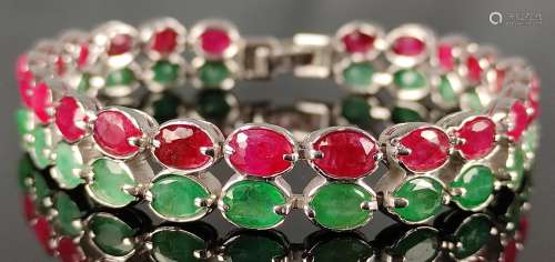 Ruby emerald bracelet, set with 23 oval faceted natural rubi...