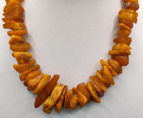 Long butterscotch amber necklace, natural amber stones incre...