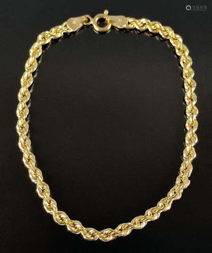 Rope bracelet, 750/18K yellow gold, 2,8g, ring clasp, length...