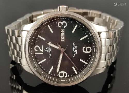 Wrist watch, Dugena automatic WR 100, black dial with date d...