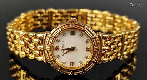 Wristwatch, Yves Saint Laurent, round mother-of-pearl dial (...